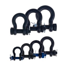 fiRSTstage Schäkel hochfest schwarz, geschweift, mit überstehendem Bolzen, Mutter und Splint