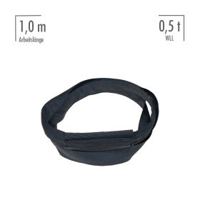 fiRSTstage steelsnake® 0,5 t, 1,0 m Theaterversion, schwarz, Rundschlinge mit Drahtseileinlage
