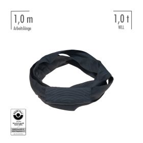 fiRSTstage steelsnake® 1 t, 1,0 m, schwarz, Rundschlinge mit Drahtseileinlage, mit DGUV-Test-Zertifikat