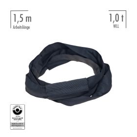 fiRSTstage steelsnake® 1 t, 1,5 m, schwarz, Rundschlinge mit Drahtseileinlage, mit DGUV-Test-Zertifikat