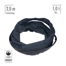fiRSTstage steelsnake® 1 t, 2,0 m, schwarz, Rundschlinge mit Drahtseileinlage, mit DGUV-Test-Zertifikat