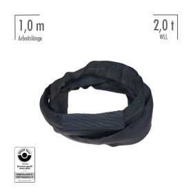 fiRSTstage steelsnake® 2 t, 1,0 m, schwarz, Rundschlinge mit Drahtseileinlage, mit DGUV-Test-Zertifikat