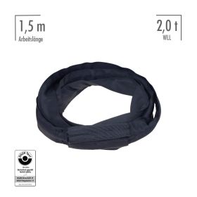 fiRSTstage steelsnake® 2 t, 1,5 m, schwarz, Rundschlinge mit Drahtseileinlage, mit DGUV-Test-Zertifikat