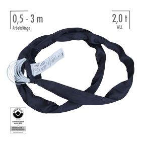 fiRSTstage steelsnake® 2 t, schwarz, Rundschlinge mit Stahlseileinlage, mit DGUV-Test-Zertifikat