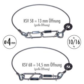fiRSTstage Sicherungsseil 4 mm ø verzinkt mit zwei Kettenschnellverschlüssen