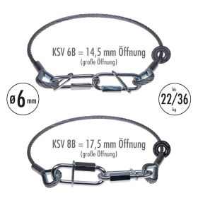 fiRSTstage Sicherungsseil 6 mm ø verzinkt mit zwei Kettenschnellverschlüssen