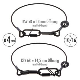 fiRSTstage Sicherungsseil 4 mm ø schwarz mit zwei Kettenschnellverschlüssen
