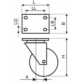 C.Adolph Bühnenlenkrolle 3002-A/50-41 BA / Bauhöhe 73