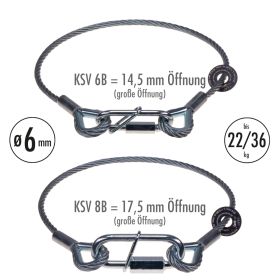 fiRSTstage Sicherungsseil 6 mm ø verzinkt mit Kettenschnellverschluss