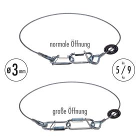 fiRSTstage Sicherungsseil 3 mm ø verzinkt mit zwei Kettenschnellverschlüssen