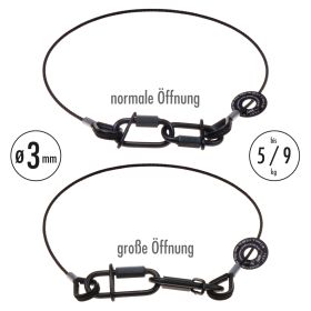 fiRSTstage Sicherungsseil 3 mm ø schwarz mit zwei Kettenschnellverschlüssen