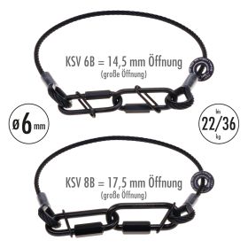 fiRSTstage Sicherungsseil 6 mm ø schwarz mit zwei Kettenschnellverschlüssen