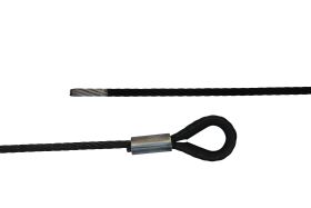 fiRSTstage Wire rope black, one end with thimble, open end tinned 